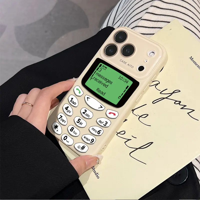iPhone 18 Pro Max Case, Retro Landline Phone TPU Acrylic Lens Cover, Vintage Old Phone Keypad Emergency Call Design Skin-Friendly Full Camera Protection Shockproof, for iPhone 12/13/14/15/16/17/18 Pro Max Pro Air 2M0062