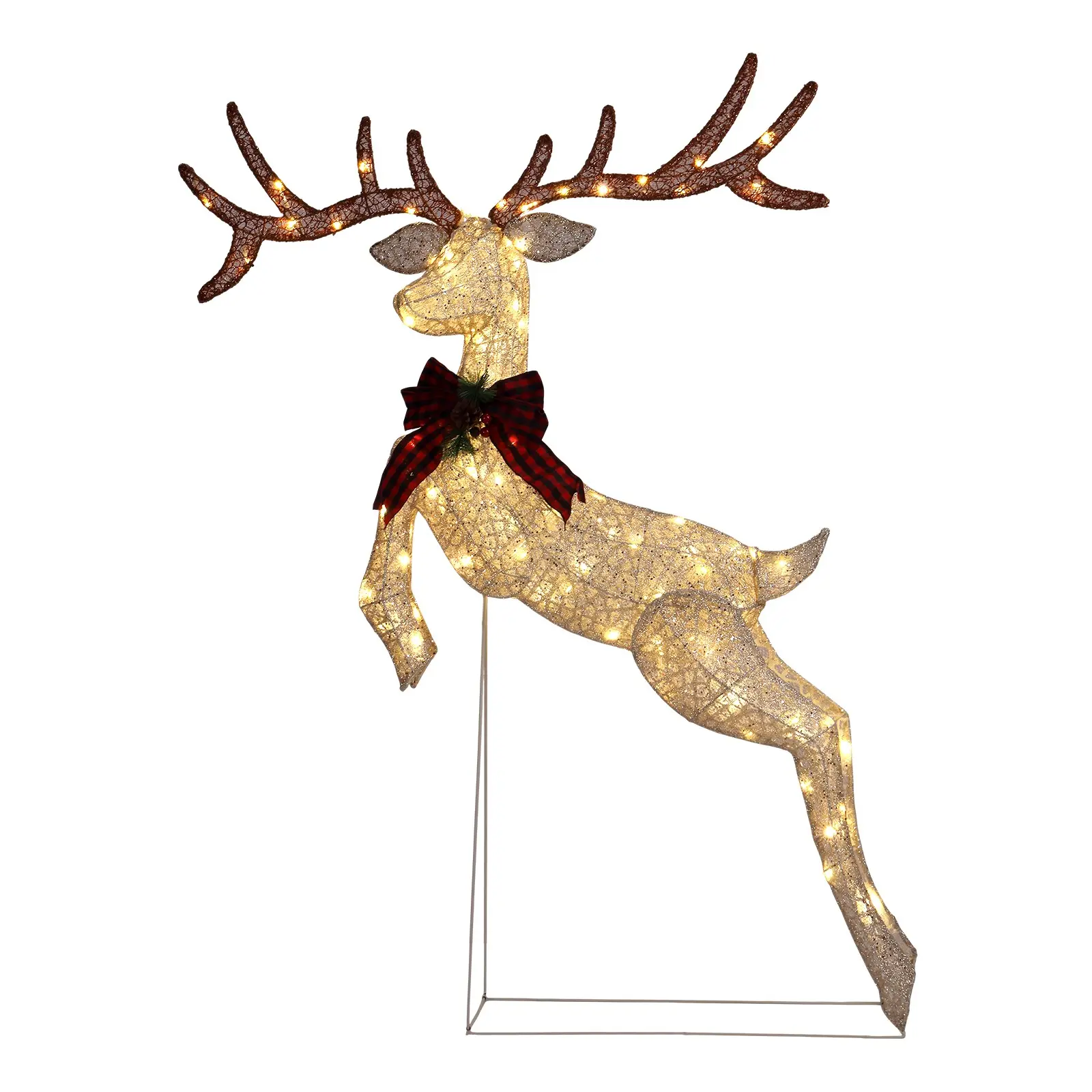 Ubesgoo 5FT Lighted Jumping Reindeer Christmas Decorations, Pre-lit Holiday Decor with 100 Warm White LED Lights for Xmas Outdoor Indoor Decor Lighted Holiday Displays