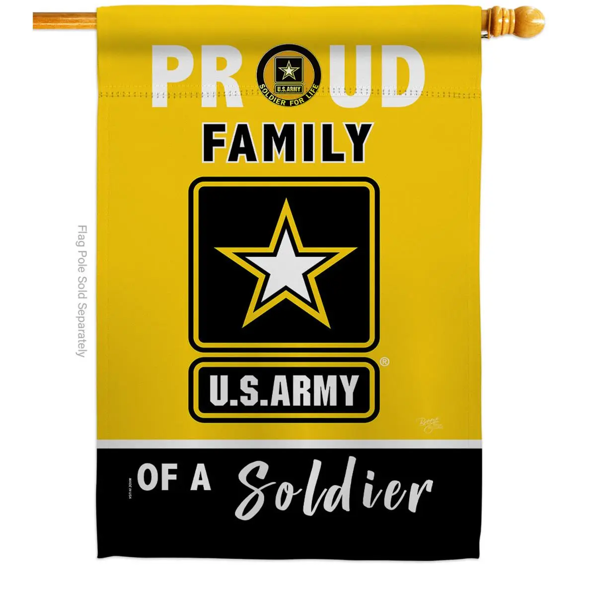 Breeze Decor H108462-BO Proud Family Soldier House Flag Armed Forces Army 28 x 40 in. Double-Sided Decorative Vertical Flags for Decoration Banner Garden Yard Gift