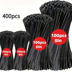 400 Durable Nylon Cable Ties, 20/15/10 Cm Self-Locking, Ideal for Electronics, Home, Office, Industrial Wiring, Cable Management