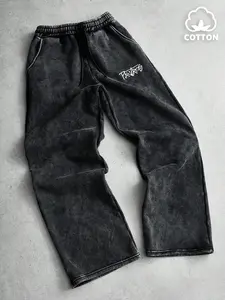 Unisex style, streetwear vibe, letter print, spring and autumn wash cotton, loose fit, casual pants, sweatpants, Athleisure design, Athleisure style bottoms, high-street culture sportswear, street life, Y2K fashion, everyday wear