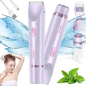 2 in 1 Women's Cordless Body Shaver & Bikini Trimmer Combo, USB Rechargeable Waterproof Hair Remover, Ipx7 Water-Resistant Gift for Women
