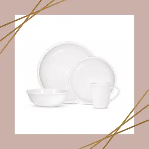 Mainstays Lara 16-Piece Round Dinnerware Set,White
