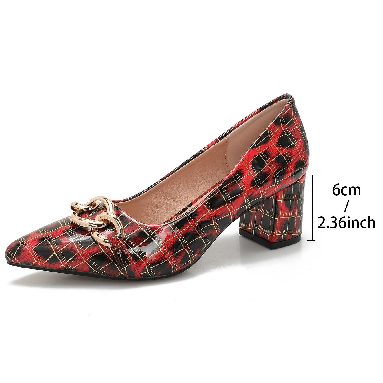 Women's Fashion Leopard Pattern Classic High Heels, Fashion Chain Decor Pointed Toe Shoes, Stylish Party Heels, Sexy Evening Fashion Shoes, for Weddings, Dinners, Parties Heels