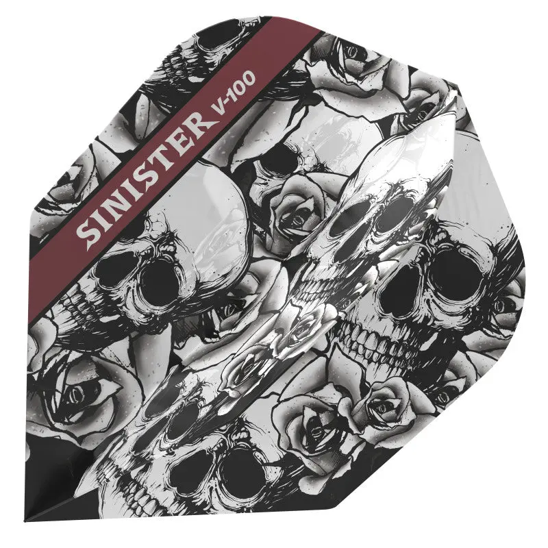 Sinister Skull Dart Flights, Standard Shape 100 Micron Durable Accessories for Steel & Soft Tip Darts, 3-Pack, Black, Darts Tips
