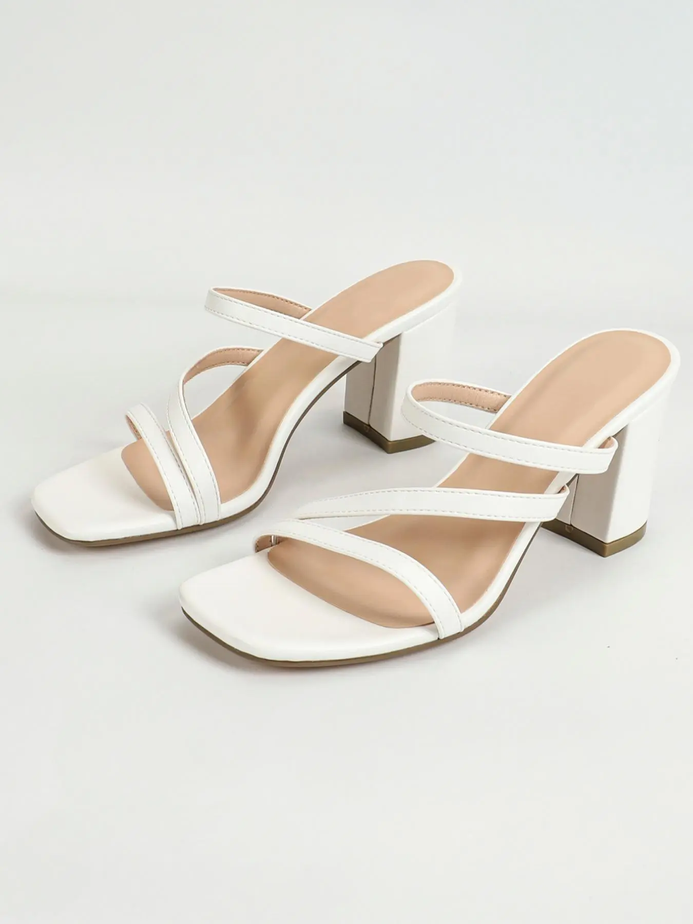 Women's High Heel Sandals, Plain Color Slip-On Mules, Trending Elevated Sandals, Casual Fashion Sandals, Dress Sandals, Fashion Versatility, Comfortable Footwear for Daily Wear