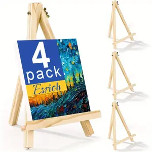 Wooden Painting Easel Set, Includes Canvas Board, Palette, Brushes, Adjustable Tripod Stand, Portable Desktop Display for Artworks
