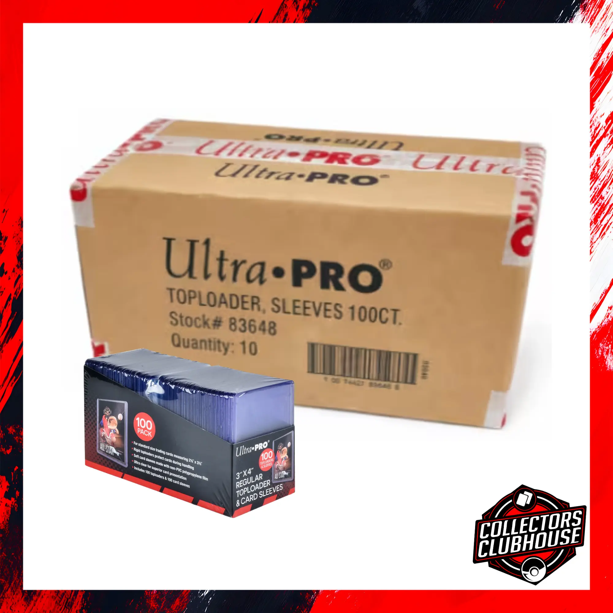 Ultra Pro: Standard 3 x 4-Inch Top Loader & 100CT Soft Sleeves Combo - Case of 10