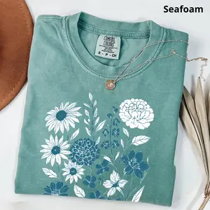 Comfort Colors Vintage Pressed Flowers T-Shirt Botanical Floral Tshirt Boho Cottagecore Tee Wildflowers Floral T-Shirt Gift for Gardener