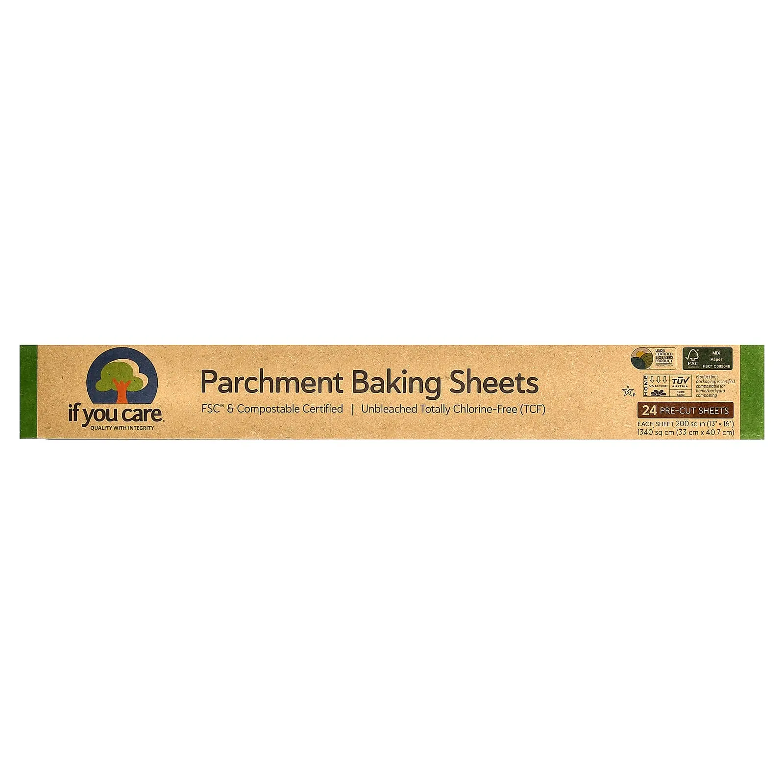 If You Care Parchment Baking Sheets, 24 Pre-Cut Sheets, 200 sq in (13 in x 16 in) Each