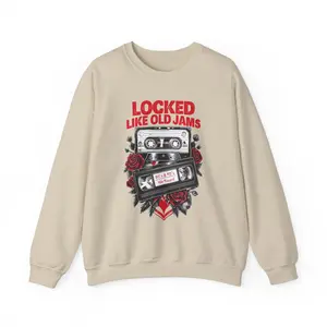 Vintage Roses and Heart Sweatshirt, Locked Design, Unisex Crewneck Jumper, Romantic Floral Pullover, Cozy Cotton Blend Top, Retro