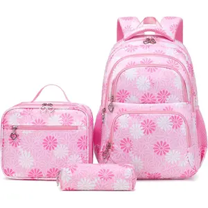 L-CPB016  Daisy Backpack for Girls Toddler Tie Dye Bookbag with Lunch Bag Preschool Simple Modern Backpack School 3pcs Set, Lightweight Elementary Book bag Girl