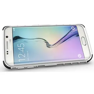 NAKEDCELLPHONE'S WHITE GRENADE GRIP RUGGED TPU SKIN HARD CASE COVER STAND FOR SAMSUNG GALAXY S6 EDGE SM-G925 PHONE