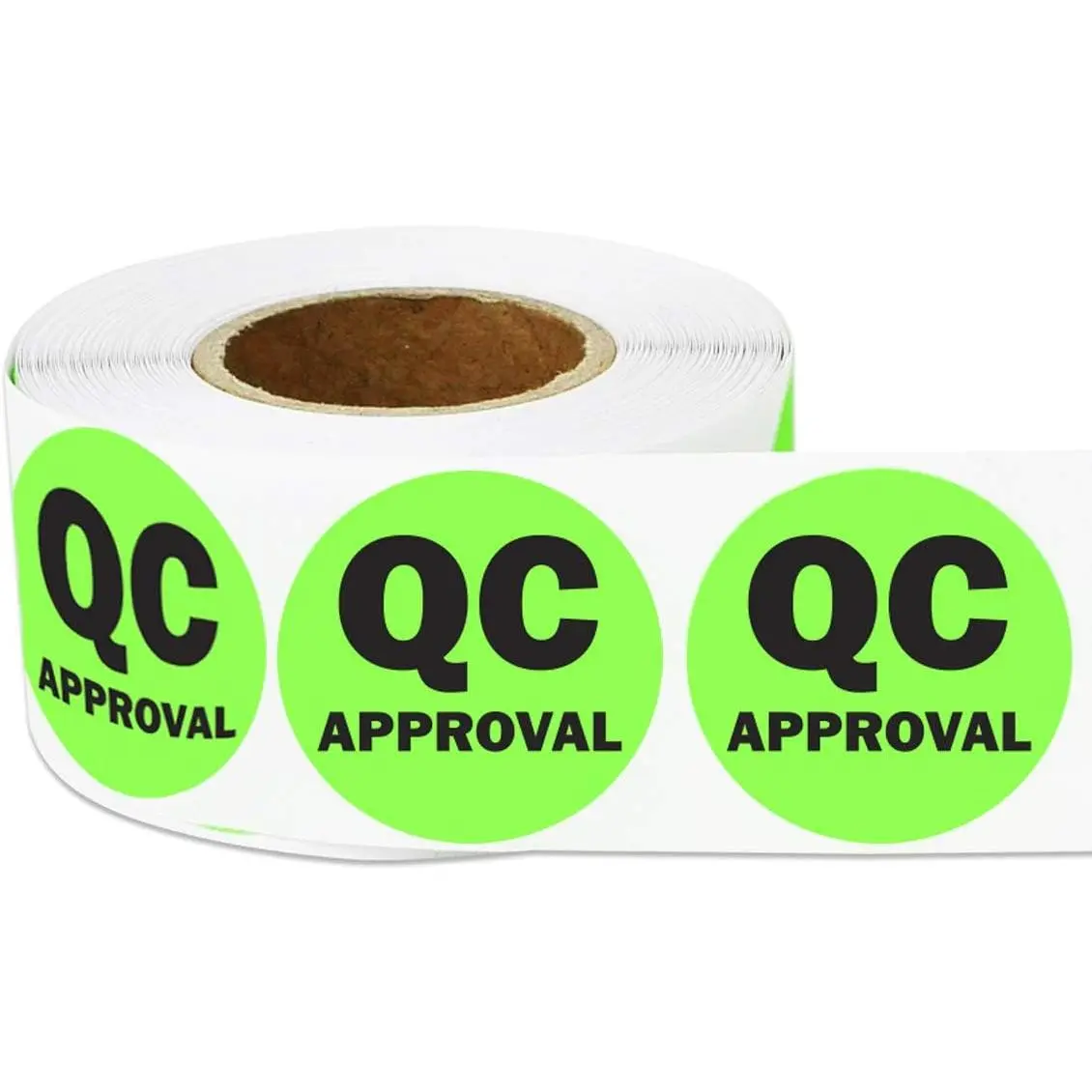 300 QC Approval Labels, 1" Round Inventory Quality Control Stickers QC Passed Inspection Maintenance Warehouse Management Organization Labels - 1 Roll of 300