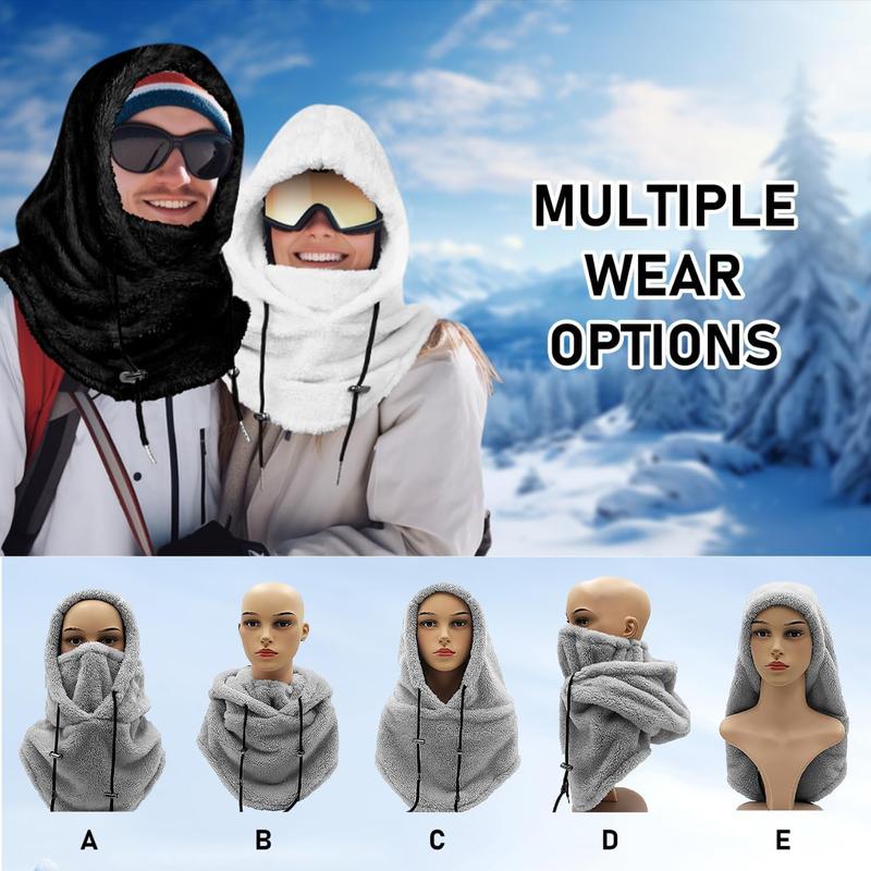 Unisex Hood Ski Mask Winter Sherpa Windproof Coldproof Plush Mask Arctic Plush Warm Balaclava