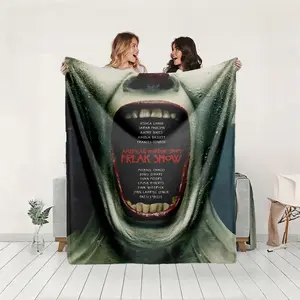 1 piece "American Horror Story: Freak Show" themed flannel blanket - Modern-style all-season flannel blanket, suitable for sofas and beds, super soft and comfortable, digital print design, 100% polyester material, machine washable, suitable for