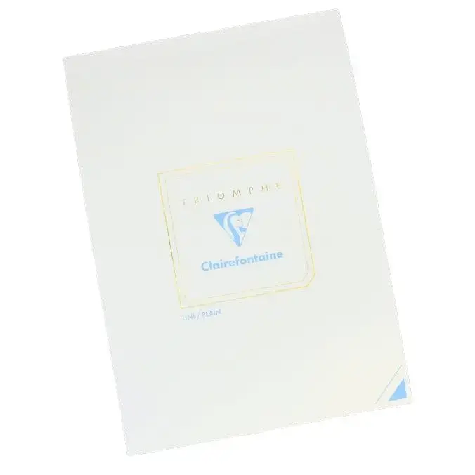 Clairefontaine Triomphe A5 Blank Notepad (14.8cm x 21cm), 50 Sheets, Ultra White PH-Neutral Acid-Free Fountain Pen-Friendly Paper, Office Stationery with Lined Guidesheet for Straight Lines