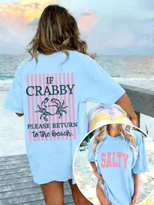 Funny Crab Beach Shirt for Women – If Crabby Return to the Beach Graphic Tee – Coastal Summer Humor Shirt for Ocean Days and Vacation Style