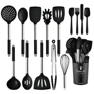 Kitchen Utensil Set (15pcs/set), Silicone Cooking Utensil with Storage Box Set, Portable Multifunctional Basting Brush & Utensil Holder, Kitchen Supplies, Durable Kitchenware, Kitchen Cooking Accessories