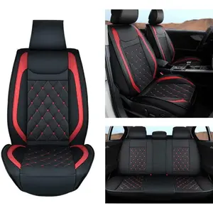 Nilight Hyundai Honda Accord Kia Civic Corolla Camry CRV RAV4 Fusion 5 Seat Covers (Full Set, Black Red)
