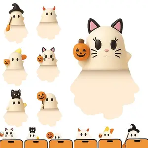 Cute Halloween Ghost & Pumpkin Phone Decorations, Strong Adhesive Cling for Smartphones, Easy Peel-And-Stick Design, Perfect for Holiday Fun!
