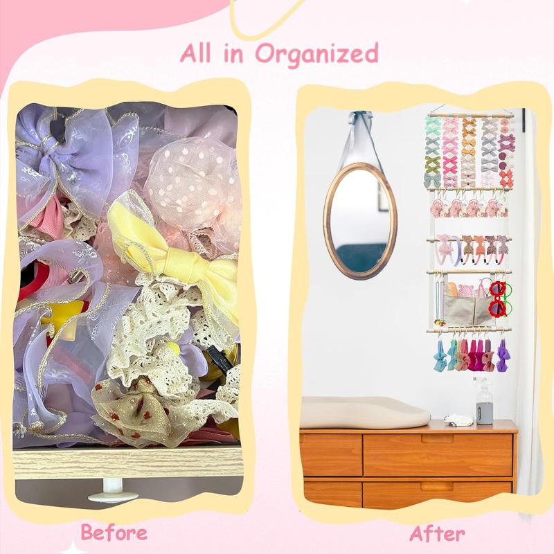 Headband Holder Hair Bows Organizer for Girls,  Headbands Hair Accessories Organizer Storage Wall Hanging Decor for  Girls Room