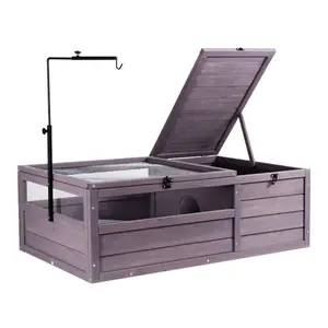 VEVOR 3 - Room Tortoise House, Tortoise Habitat with Balcony 2 Stories, Wooden Tortoise Enclosure Indoor Outdoor with Ramp, Tray, Openable Roof, Large Reptile Cage, 44x 25.6x 24VEVOR Super Brand Day