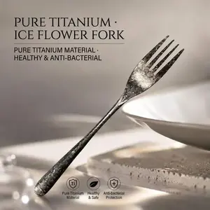 2026 New Style Healthy Titanium Cutlery | Antibacterial Dessert Forks with Unique Ice Crystal Finish | Kitchen Must Haves Tableware