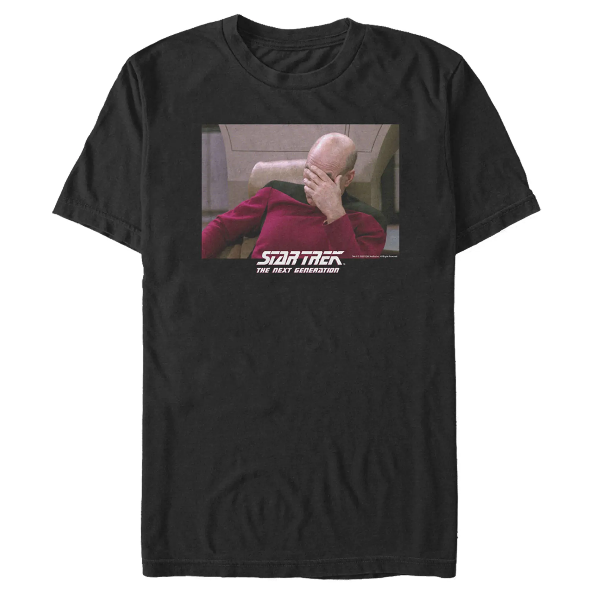 Men's Classic Casual Short-Sleeve Graphic Top, Star Trek: The Next Generation Captain Picard Palm-to-Face Meme T-Shirt