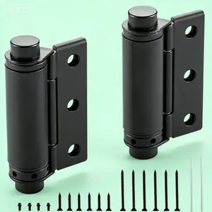 3" Self Closing Spring Hinge, Double Action Door Swing Hinge with Screws, Matte Black 2 Pack for Swinging Cafe Doors, Saloon Bar Pub Doors, Reusable Durable Hardware