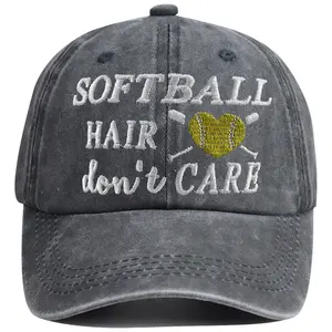 Softball Hair Don't Care Hats for Women Men, Proud Softball Mom Baseball Cap, Game Day Softball Love Birthday Gifts for Girls Team Mama Grandma Nana Sport Outdoor Activities