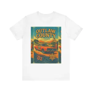 Vintage Outlaw County Tee, Retro Car Lover Shirt, Gift for Car Enthusiasts, Unisex Graphic Tee, Perfect for Road Trip Adventures