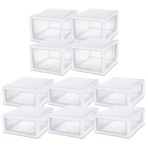 Sterilite 27 Qt (4 Pk) & 16 Qt (6 Pk) Stackable Plastic Storage Drawer Container