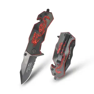 Compact Dragon EDC Spring Assist Knife | Mini Tactical EDC Rescue Blade w/ Glass Breaker & Seatbelt Cutter