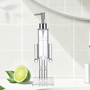 Transparent Acrylic Nutcracker Soap Dispenser, Decorative Refillable Christmas Hand Sanitizer Bottle, Festive Holiday Bathroom Accessory