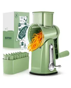 Trending Rotary Cheese Grater with Handle – 5-in-1 Food Shredder & Mandoline Slicer