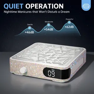 CHRISTINE SHELLY Nail Dust Collector, Powerful Vacuum Fan Vent Dust Collector Extractor Dust Suction Machine for Acrylic Nails Polishing, Not Wireless Machine Manicure Pedicure  Nail Salon, White, Clean Workspace