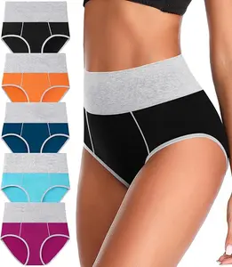 High Waisted Underwear for Women Cotton Brief Panties Tummy Control Full Coverage Soft Stretch No Muffin Top Comfortable Everyday Wear 5 Pack