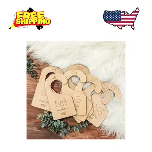 Beautiful Wooden Baby Closet Dividers Set of 7 - Double-Sided From Newborn to 24 Months