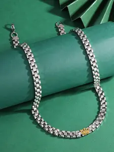 Men's Silver Color Stainless Steel Gold Crown, Elegant Business Fashion Accessory, Perfect for All Occasions, Luxury Jewelry, Cuban Chain Necklace