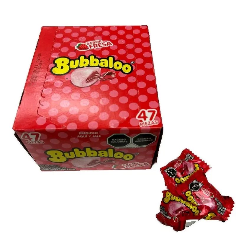 Bubbaloo Sabor Fresa 47 ct (9.7oz), Strawberry Chewing Gum with a Strawberry-flavored liquid center - Sweet and Fruity Strawberry Flavor, Authentic Mexican Snack