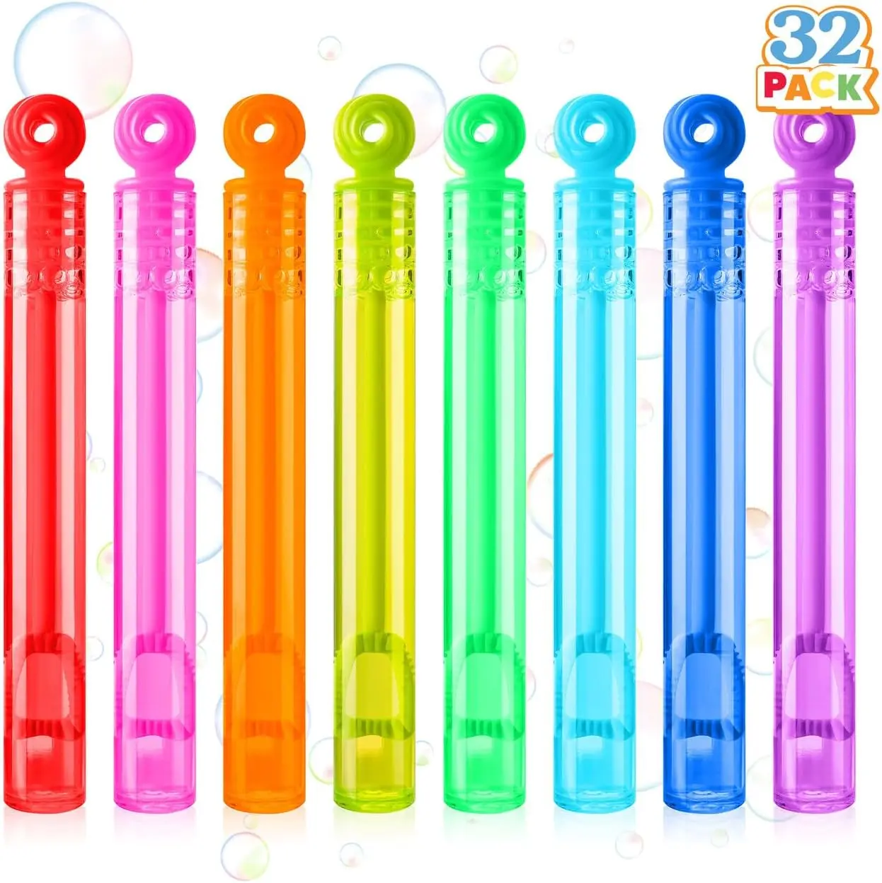 Halloween Fall Gift 32 Pack Mini Bubble Wands, 8 Color Circle Party Favors for Kids, Goodie Bag Stuffers, Treasure Box Toys, Classroom Prizes for Boys Girls