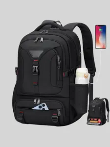 Solid Color Backpack with Usb Charging Port, Large Work Backpack with Insulated Bag, Computer Backpack for School College Business