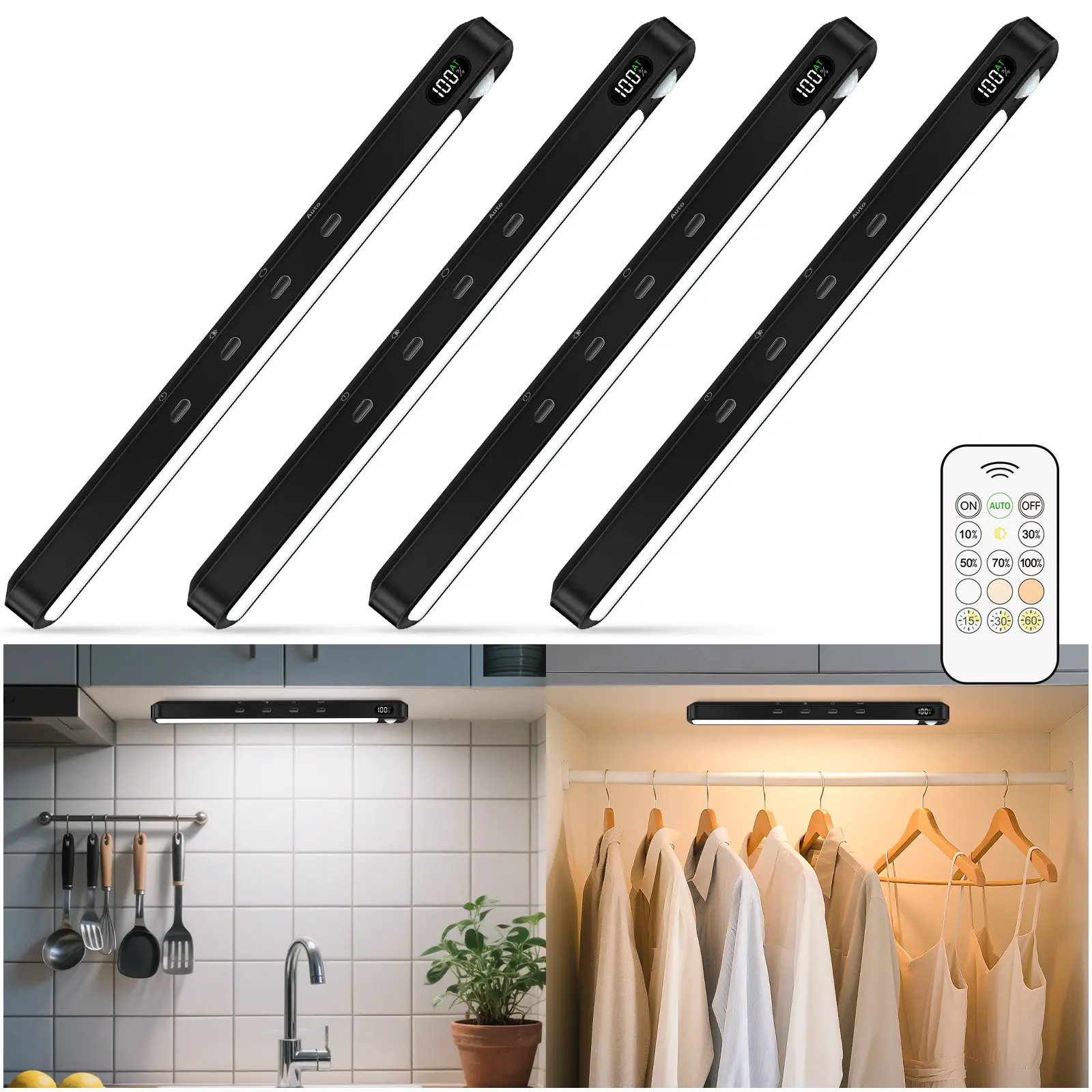 4 Pack Black with Remote