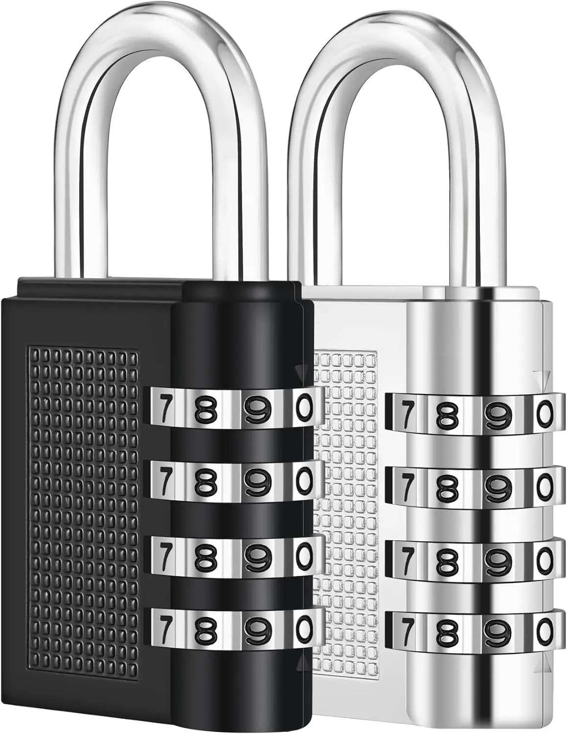 2 Pack Combination Lock 4 Digit Padlock for Gym Locker, School, Fence and Storage (Black & )