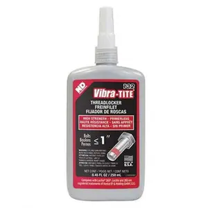 Vibra-Tite Series 132 13225 High-Strength Primerless Threadlocker Liquid, 250 mL Red Bottle for Threadlocking Applications