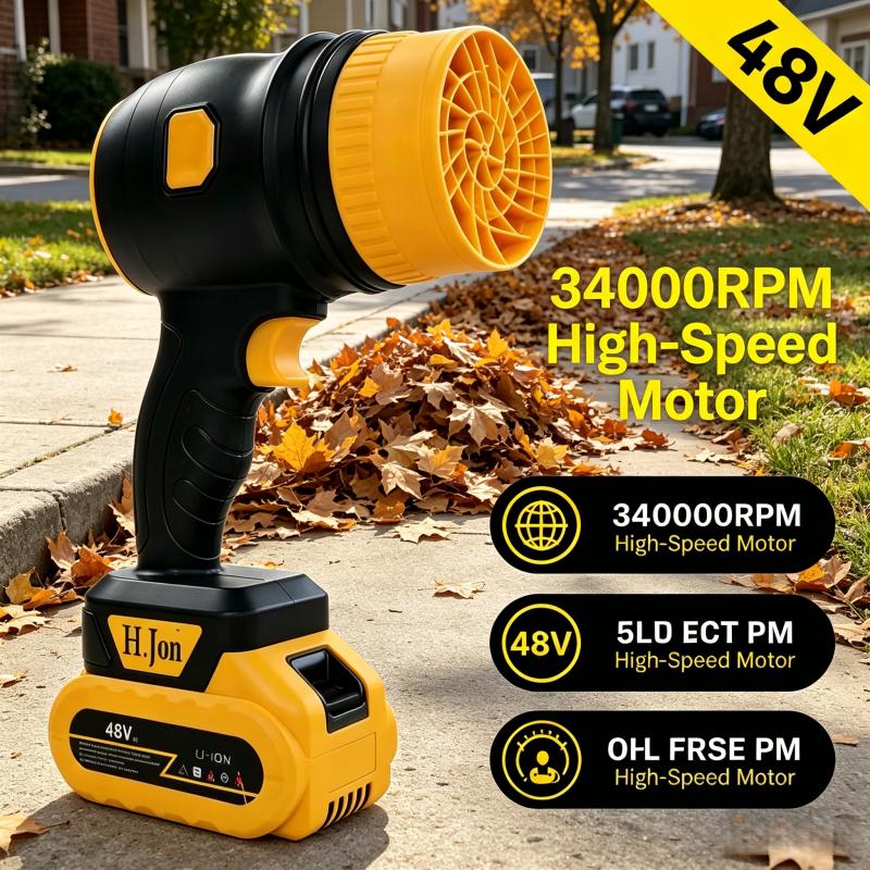 Cordless leaf blower, brushless dust collector, 3400 rpm, handheld electric dust collector for household cleaning, automobiles, and outdoor use. 21V mini dry blower fan, American standard two plug