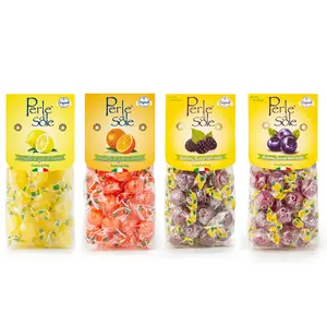 Perle Di Sole - Italian Fizzy Hard Candy Variety Pack 4 Flavors Lemon Orange Blackberry Blueberry Individually Wrapped No Artificial Colors Imported from Italy
