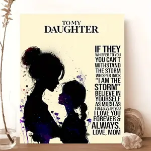 Daughter's Inspirational Wall Art - Printed Frame, Suitable for Home and Office Decoration, Girl's Room and Bedroom Inspirational Canvas