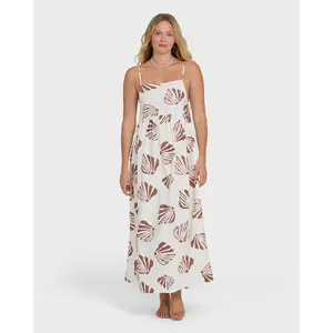 BILLABONG Women's Undone Maxi Cover-Up, Rayon Cotton Linen Blend Lightweight Breathable Flowy Relaxed Beach-to-Street Swim Layering Dress
